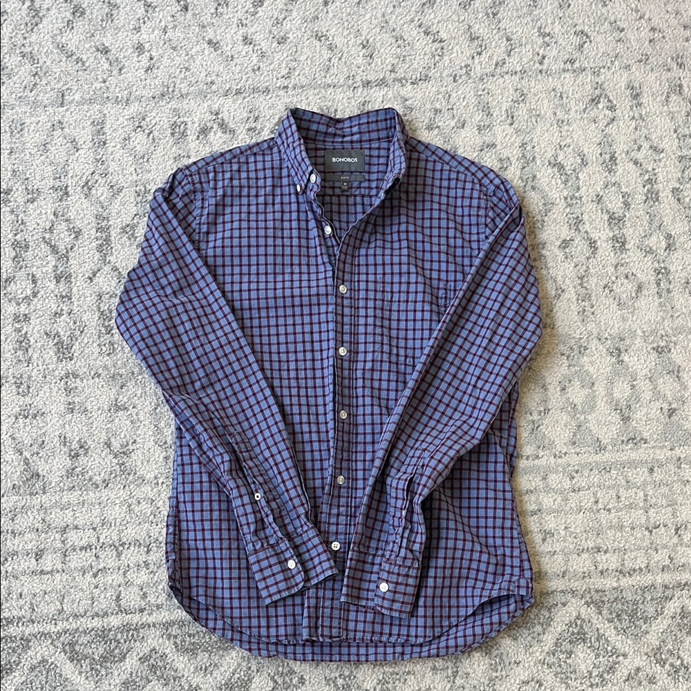 Bonobos Men's Purple and Blue Plaid Shirt